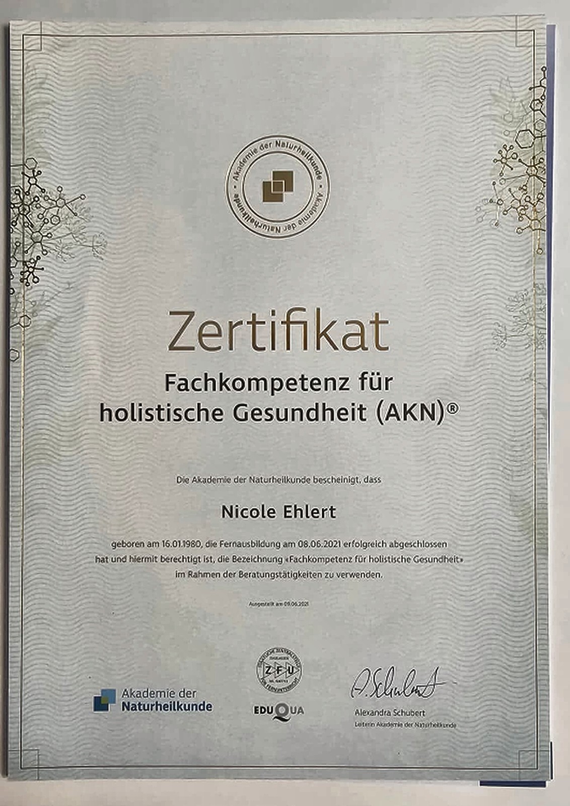 Zertifikat: Fachkompetenz für holistische Gesundheit